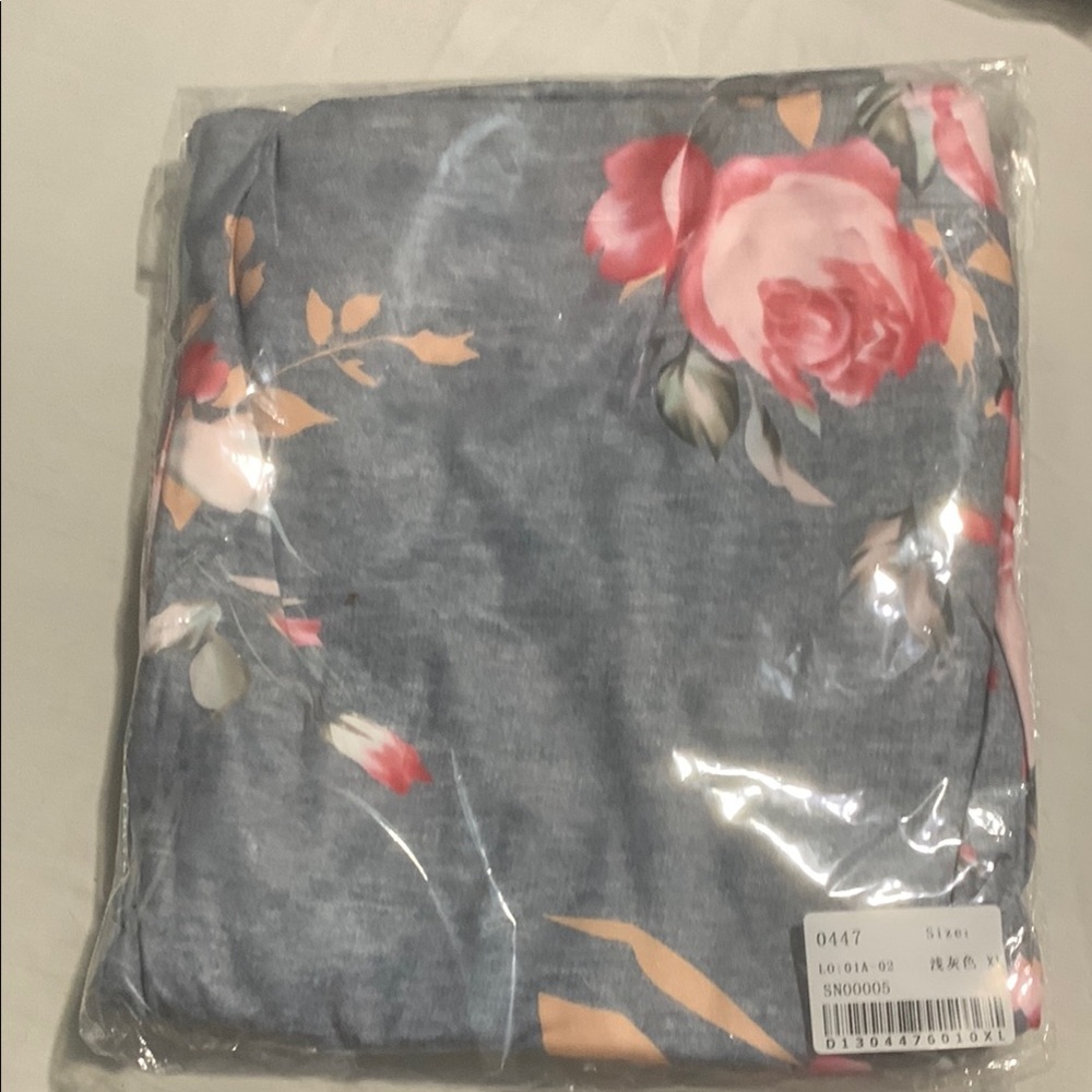 Floral Print Gray Pajama Pants